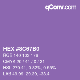Color code: HEX #8C67B0 | qconv.com