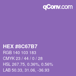Color code: HEX #8C67B7 | qconv.com