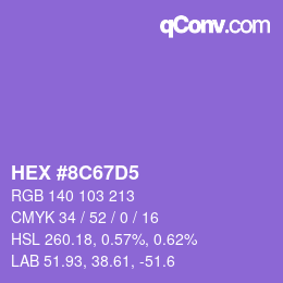 Color code: HEX #8C67D5 | qconv.com