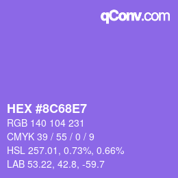 Color code: HEX #8C68E7 | qconv.com