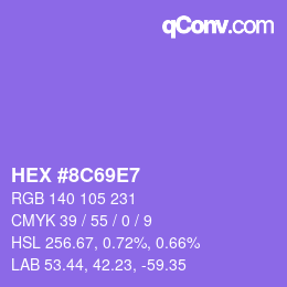 Color code: HEX #8C69E7 | qconv.com