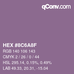 Color code: HEX #8C6A8F | qconv.com