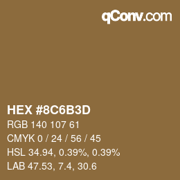 Color code: HEX #8C6B3D | qconv.com