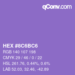 Code couleur: HEX #8C6BC6 | qconv.com