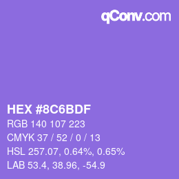 Color code: HEX #8C6BDF | qconv.com