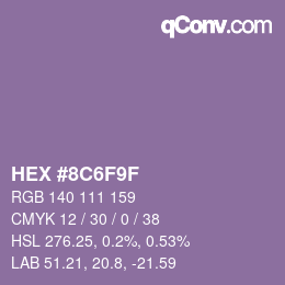カラーコード: HEX #8C6F9F | qconv.com