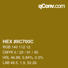 Color code: HEX #8C700C | qconv.com