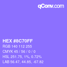 Color code: HEX #8C70FF | qconv.com