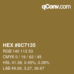 Color code: HEX #8C7135 | qconv.com
