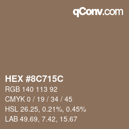 Color code: HEX #8C715C | qconv.com