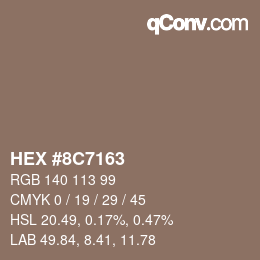 Color code: HEX #8C7163 | qconv.com