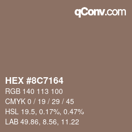 Color code: HEX #8C7164 | qconv.com
