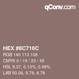 Color code: HEX #8C716C | qconv.com