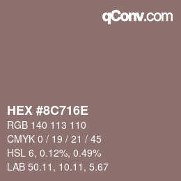 Color code: HEX #8C716E | qconv.com
