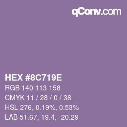 Color code: HEX #8C719E | qconv.com