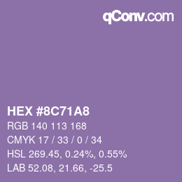 颜色代码: HEX #8C71A8 | qconv.com