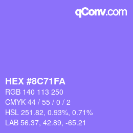 Color code: HEX #8C71FA | qconv.com