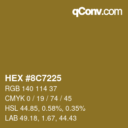 Color code: HEX #8C7225 | qconv.com