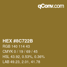 Color code: HEX #8C722B | qconv.com