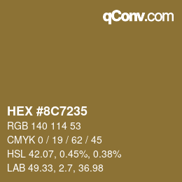 Color code: HEX #8C7235 | qconv.com