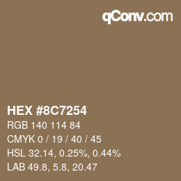 Color code: HEX #8C7254 | qconv.com