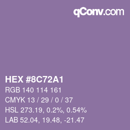 Color code: HEX #8C72A1 | qconv.com