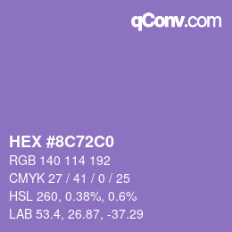 颜色代码: HEX #8C72C0 | qconv.com