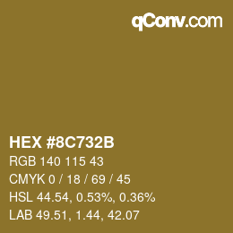 Color code: HEX #8C732B | qconv.com