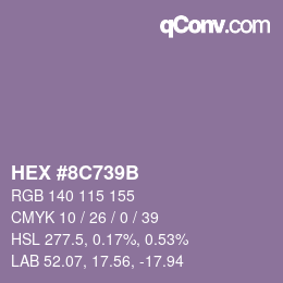 Color code: HEX #8C739B | qconv.com