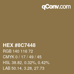 Color code: HEX #8C7448 | qconv.com