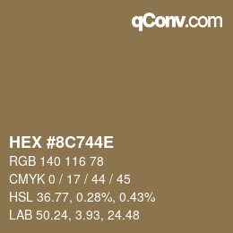 Color code: HEX #8C744E | qconv.com