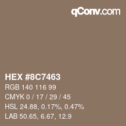 Color code: HEX #8C7463 | qconv.com