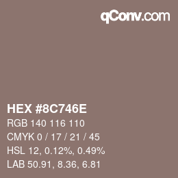 Color code: HEX #8C746E | qconv.com