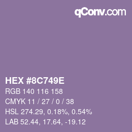 Color code: HEX #8C749E | qconv.com