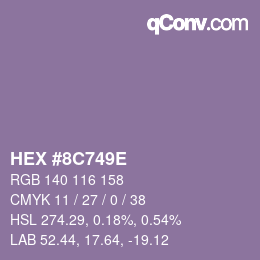 Color code: HEX #8C749E | qconv.com