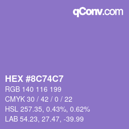 Color code: HEX #8C74C7 | qconv.com