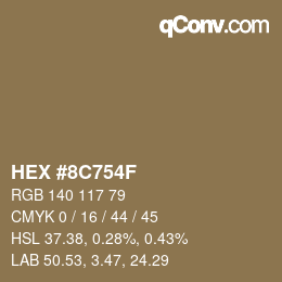 Color code: HEX #8C754F | qconv.com