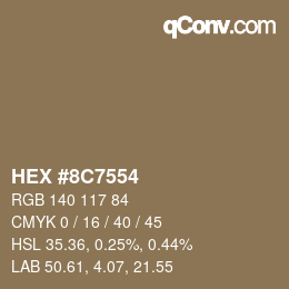 Color code: HEX #8C7554 | qconv.com