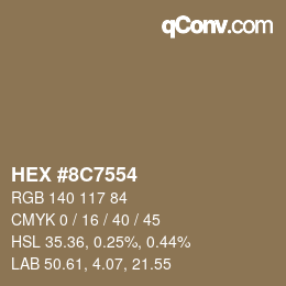 Color code: HEX #8C7554 | qconv.com