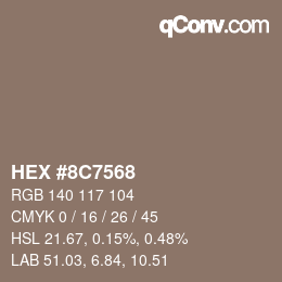 Color code: HEX #8C7568 | qconv.com