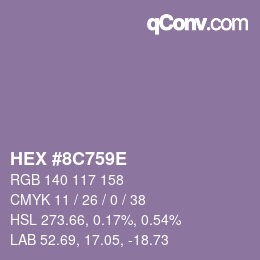 Color code: HEX #8C759E | qconv.com