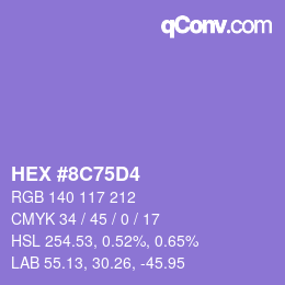 Color code: HEX #8C75D4 | qconv.com