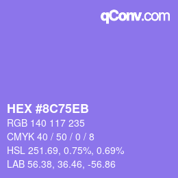 Color code: HEX #8C75EB | qconv.com