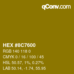 Color code: HEX #8C7600 | qconv.com