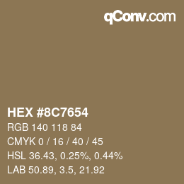 Color code: HEX #8C7654 | qconv.com