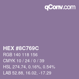 Color code: HEX #8C769C | qconv.com