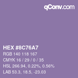 颜色代码: HEX #8C76A7 | qconv.com