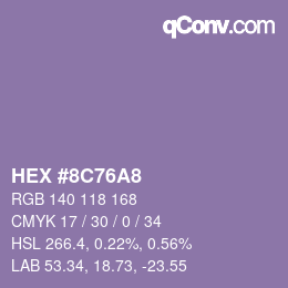 颜色代码: HEX #8C76A8 | qconv.com