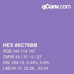 Color code: HEX #8C76BB | qconv.com