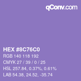 Farbcode: HEX #8C76C0 | qconv.com